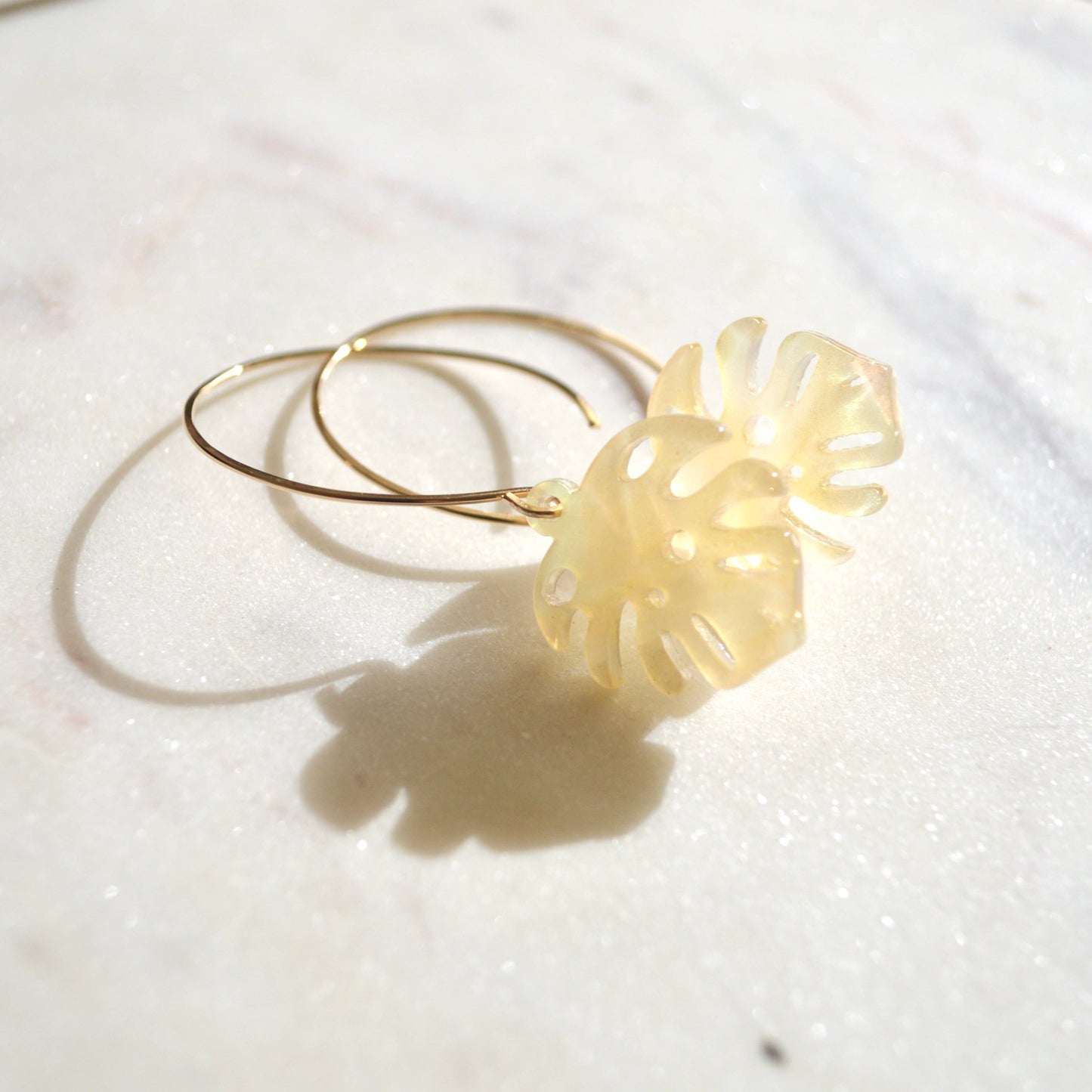 Opal Monstera Leaf Earrings