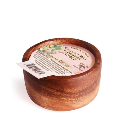 Plumeria - Monkeypod Wood Bowl Candle with Coconut wax