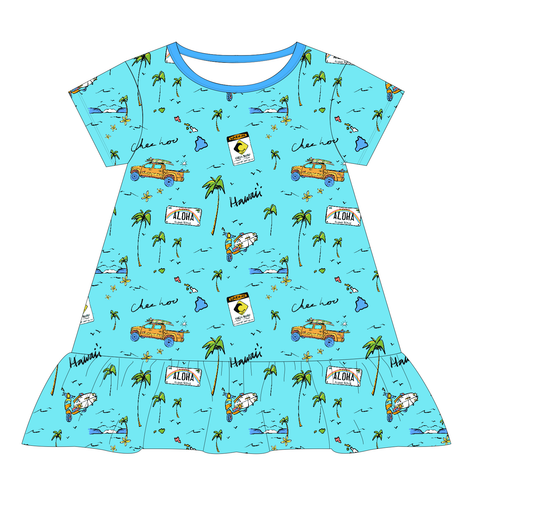 We Go Holoholo Bamboo Ruffle Hem Dress