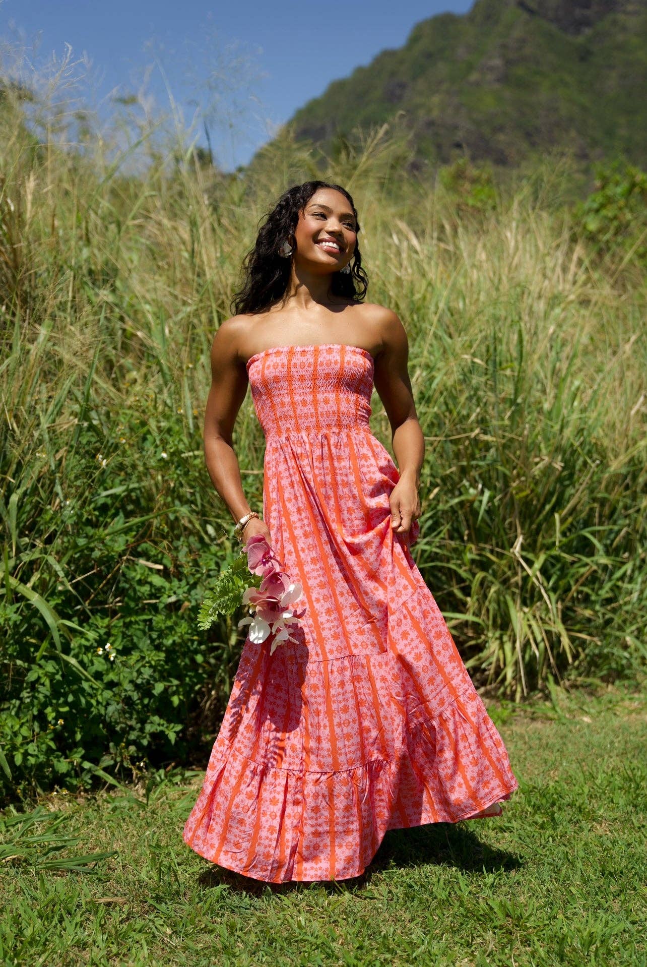Maile Dress - Papaya Blossom