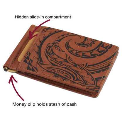 Shark Tattoo Money Clip Wallet - Art: Mano by Kuaika Quenga