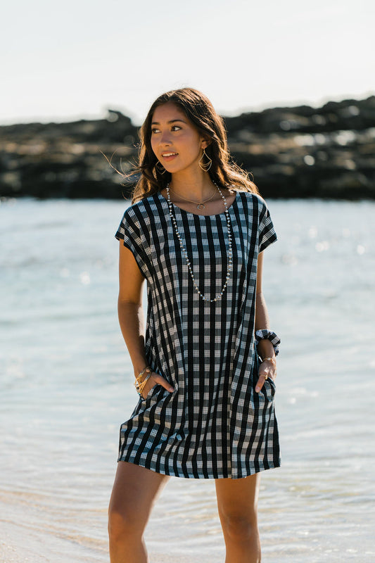 Navy Palaka Plaid Hannah Dress