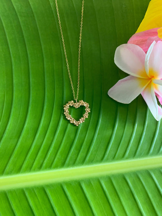 Aloha Plumeria Heart Necklace