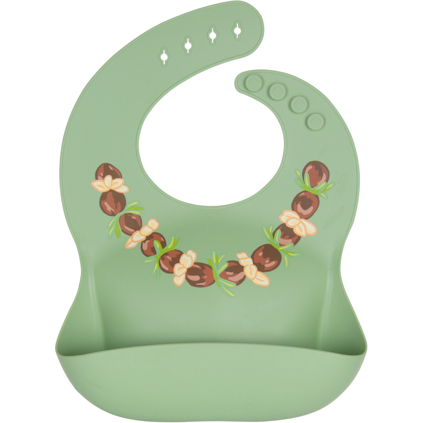 Ava and Oliver Silicone Bib Kukui Nut Lei
