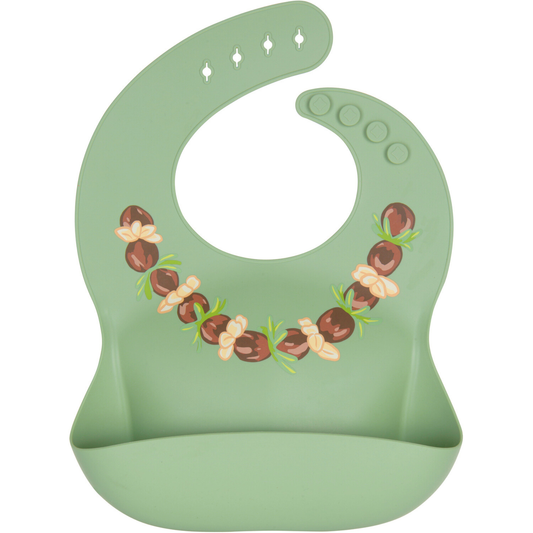 Ava and Oliver Silicone Bib Kukui Nut Lei