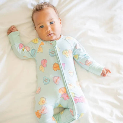 Baby wearing Coco Moon I Lava You Bamboo Coverall