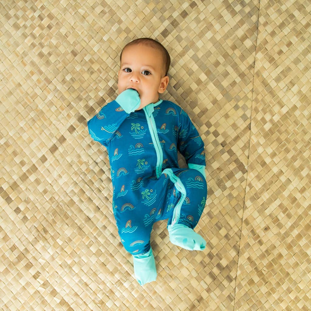 Baby wearing Coco Moon Tropical Daydream Bamboo Coverall