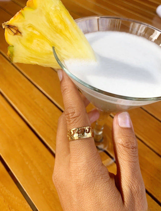 Wearing KI ELE Lanikai Waves Ring