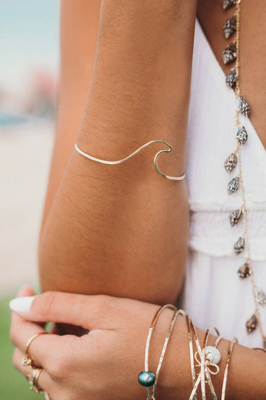 Wearing KI ELE Peahi Wave Bangle