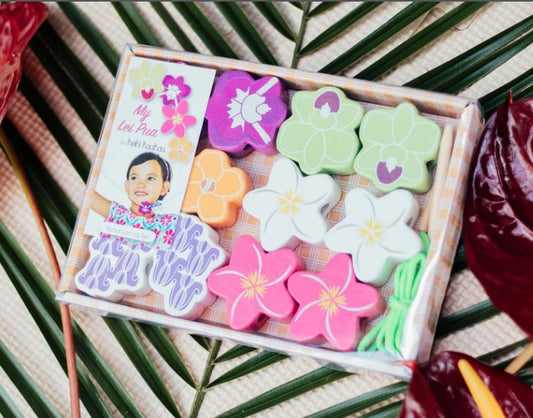 Keiki Kaukau My Lei Pua Wooden Bead Threading Set