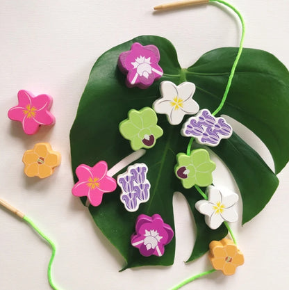 Keiki Kaukau My Lei Pua Wooden Bead Threading Set