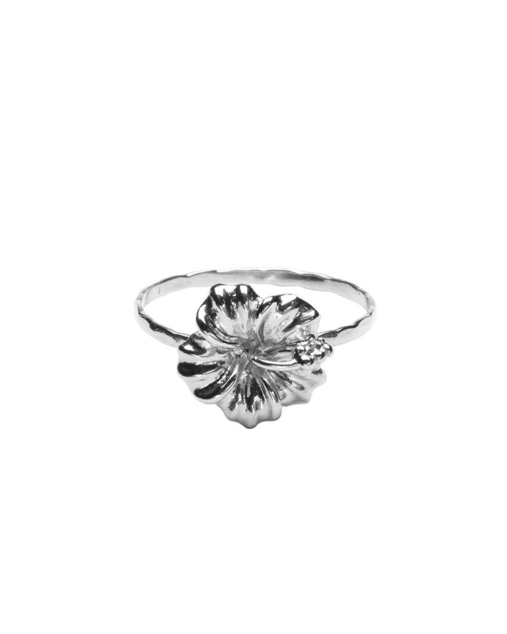 Ki Ele Aloha Hibiscus Ring (silver)