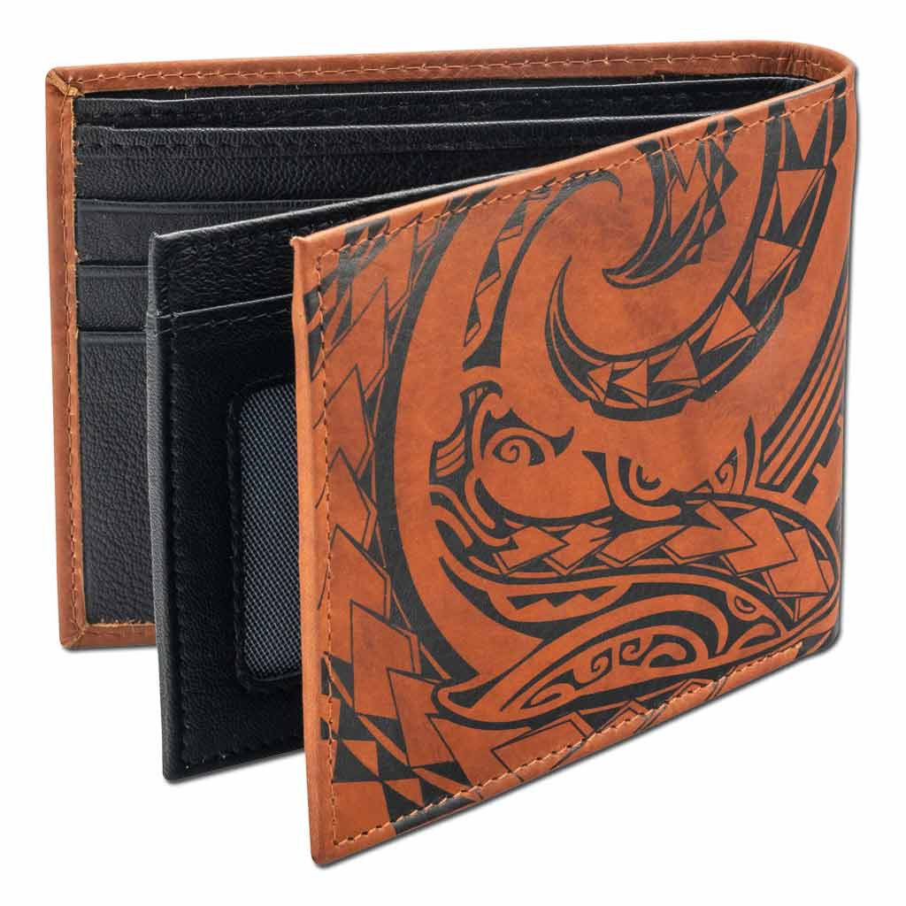 NA KOA Polynesian Tattoo Flip ID Wallet Mano (partly open)
