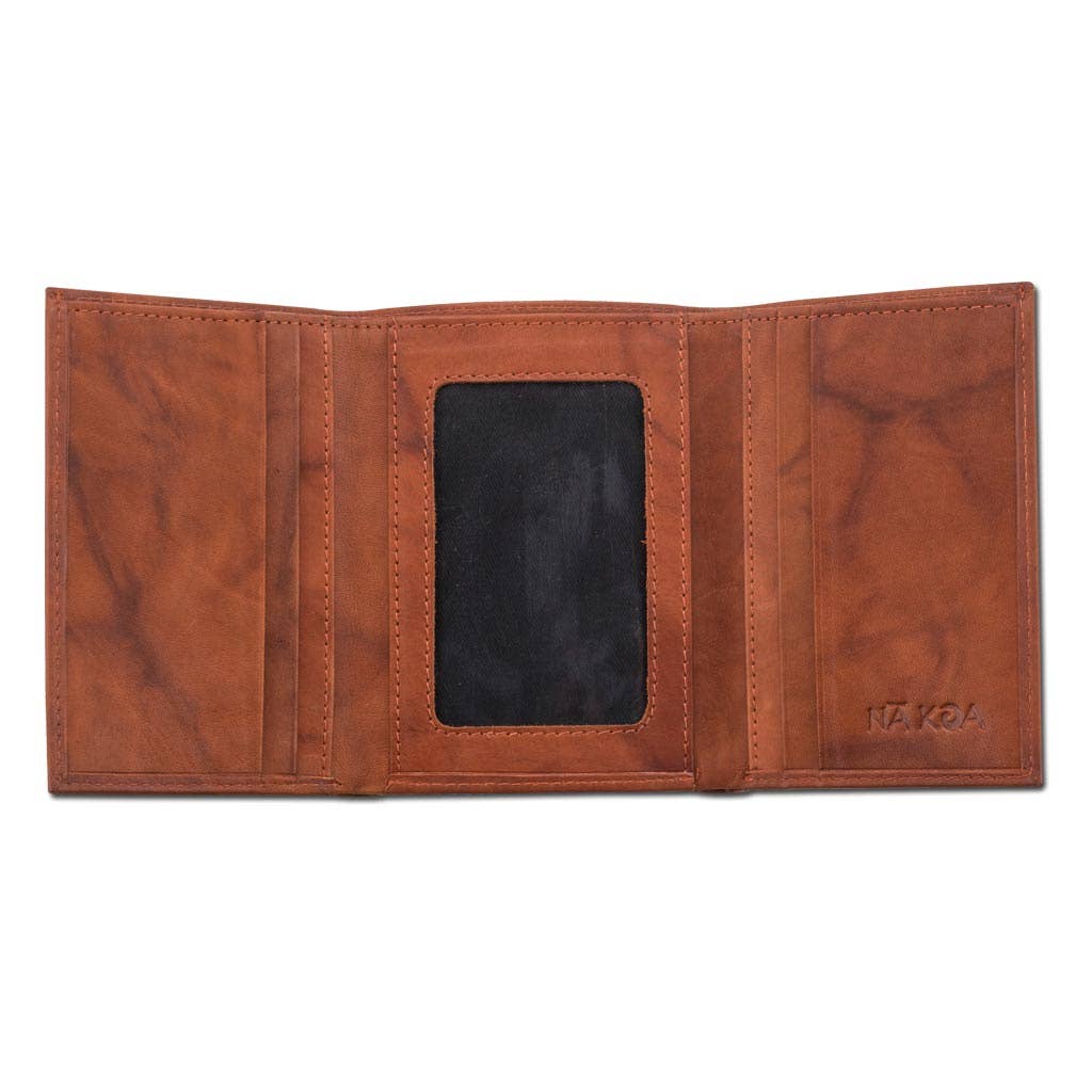 NA KOA Polynesian Tattoo Trifold Wallet Ohana (open)