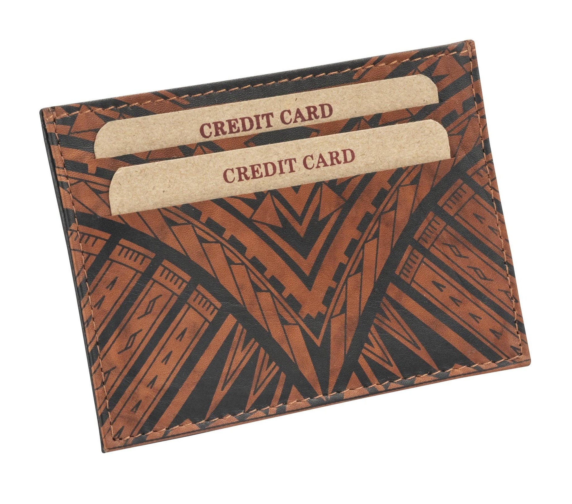 NA KOA Polynesian tattoo card holder Art Weka by Kuaika Quenga (brown)
