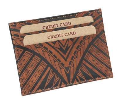 NA KOA Polynesian tattoo card holder Art Weka by Kuaika Quenga (brown)