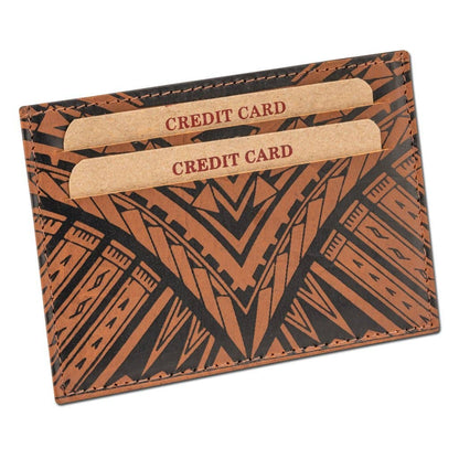 NA KOA Polynesian tattoo card holder Art Weka by Kuaika Quenga (orange)