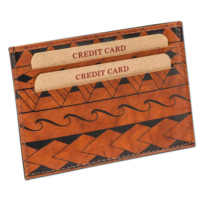 NA KOA Samoan tattoo card holder Art Loa by Eugene Ta'ase (brown)