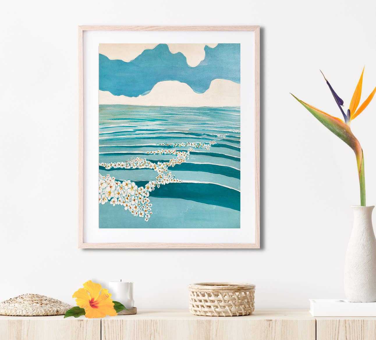 Paradise Now Hawaii Plumeria Swell Matted Print