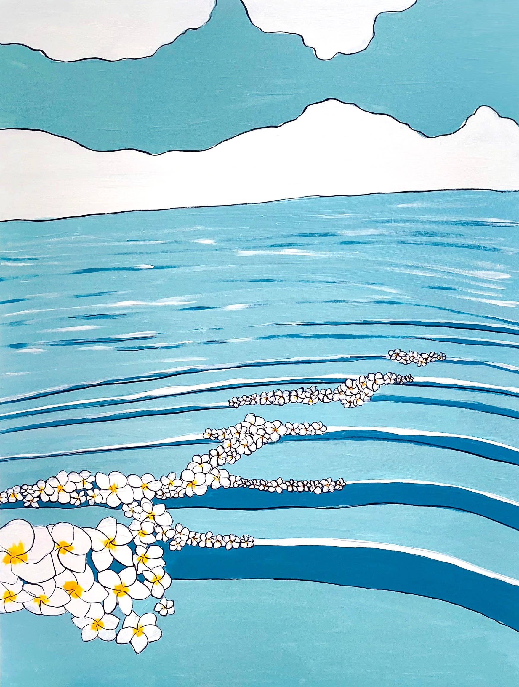 Paradise Now Hawaii Plumeria Swell Matted Print