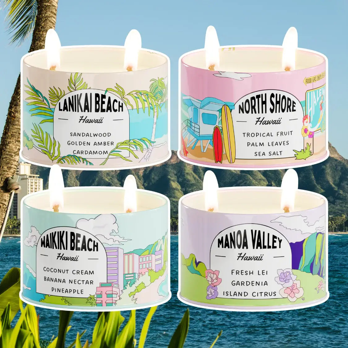 Various Postcards Hawaii scented candles
