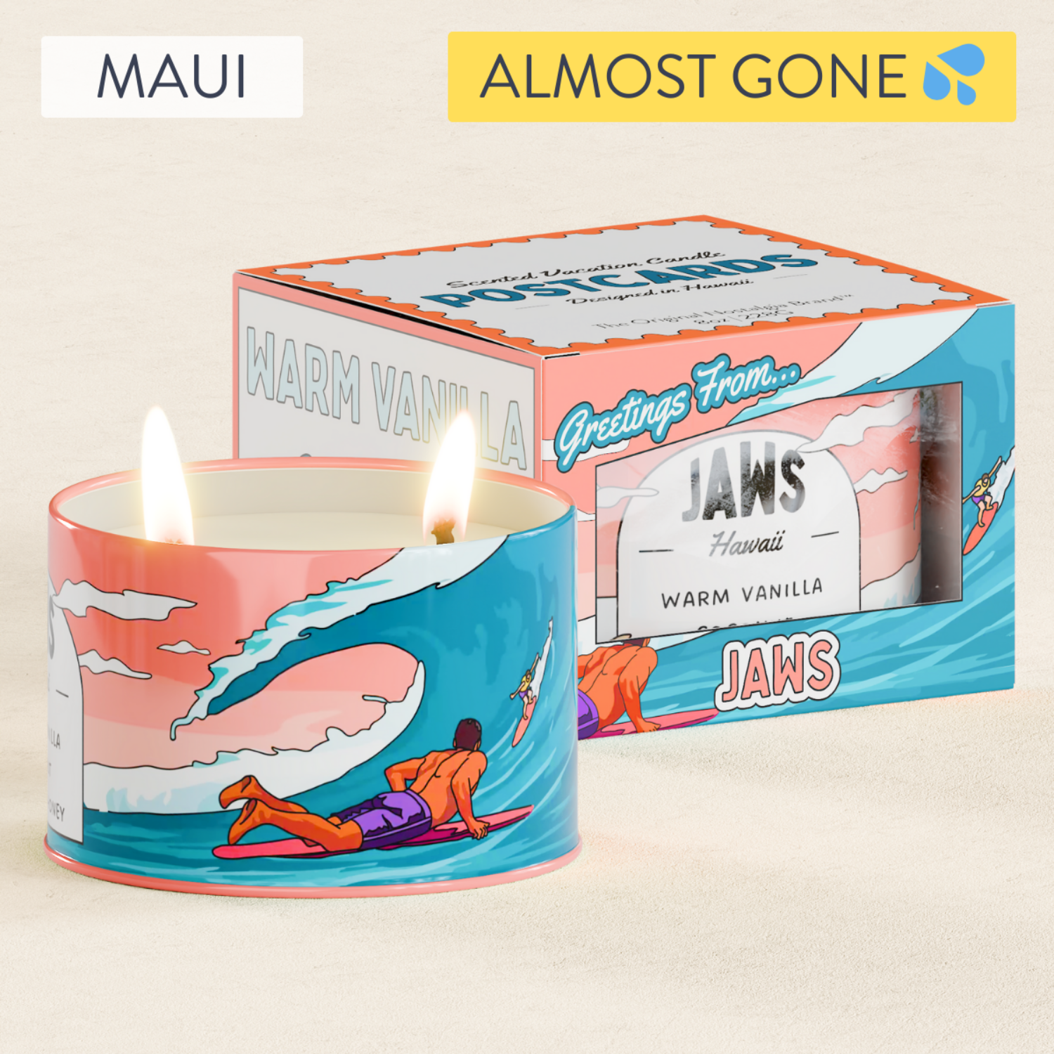 Postcards Jaws Hawaii Scented Destination Candle