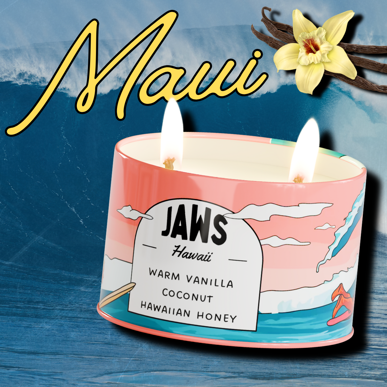 Postcards Jaws Hawaii Scented Destination Candle