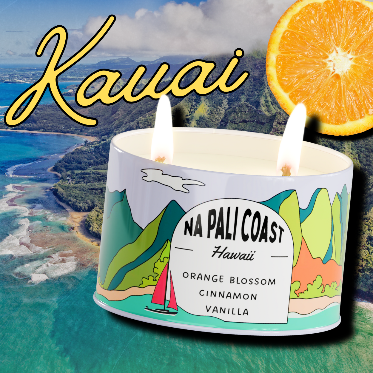 Postcards Na Pali Coast Hawaii Scented Travel Candle