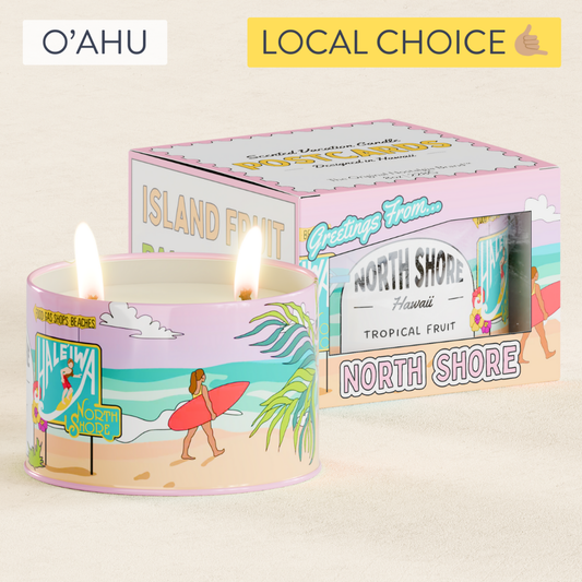 Postcards North Shore Hawaii Travel Candle