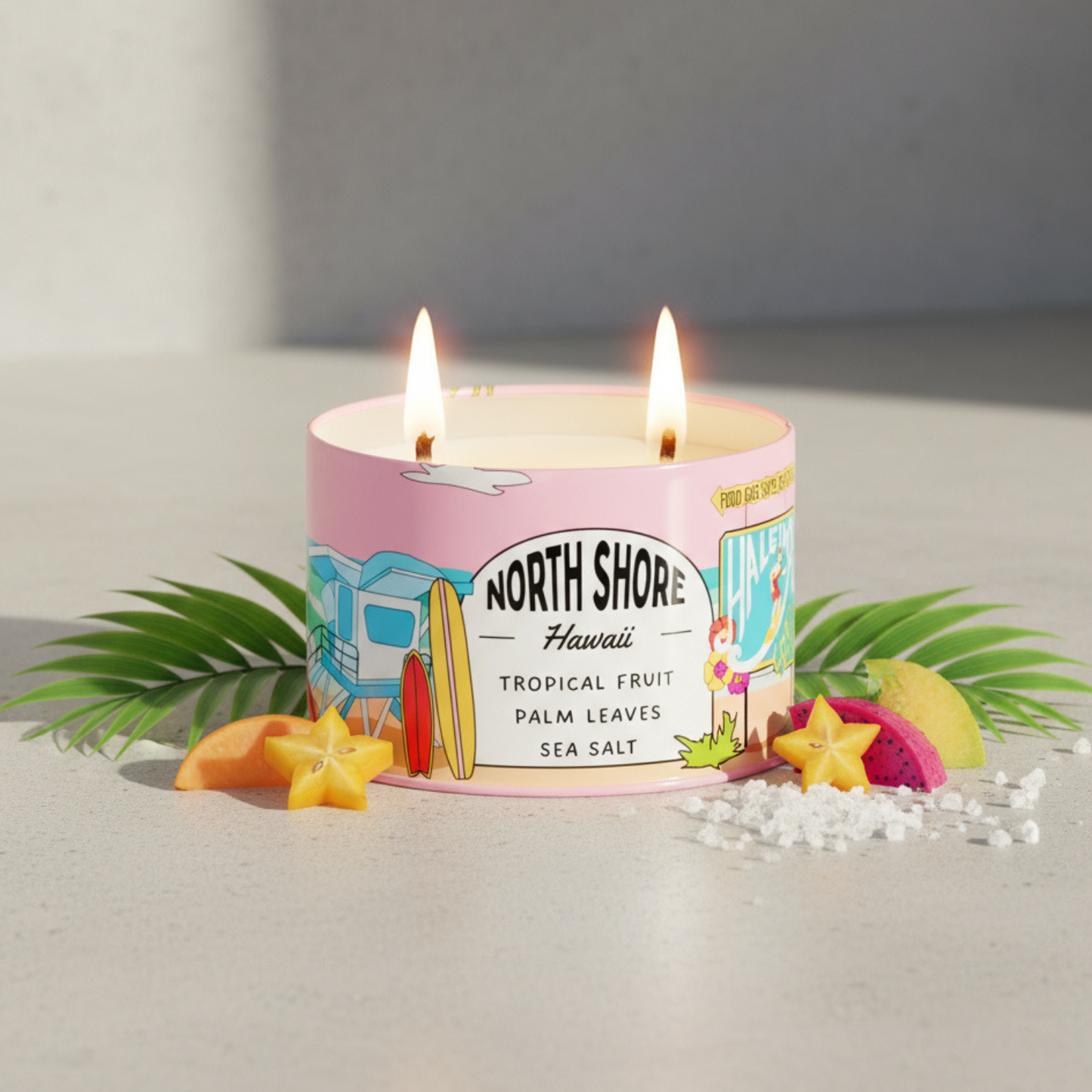 Postcards North Shore Hawaii Travel Candle