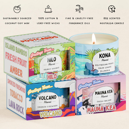 Postcards various Hawaii Scented Destination Candles