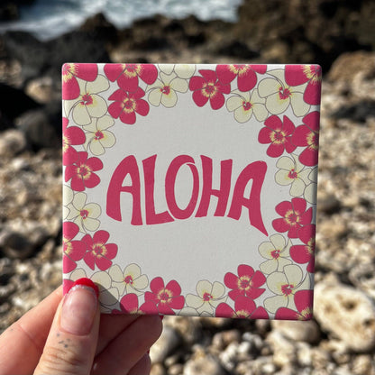 Holding Revel Sun Hawaii ALOHA Ceramic Coaster
