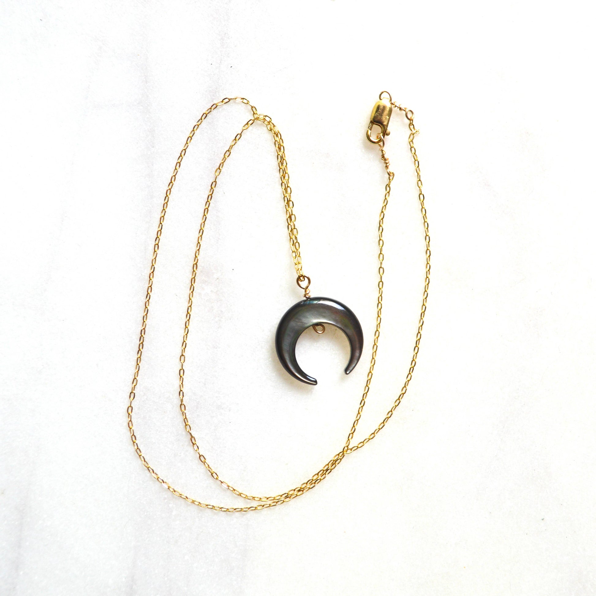 Salty But Sweet Blacklip Shell Crescent Necklace