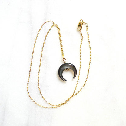 Salty But Sweet Blacklip Shell Crescent Necklace