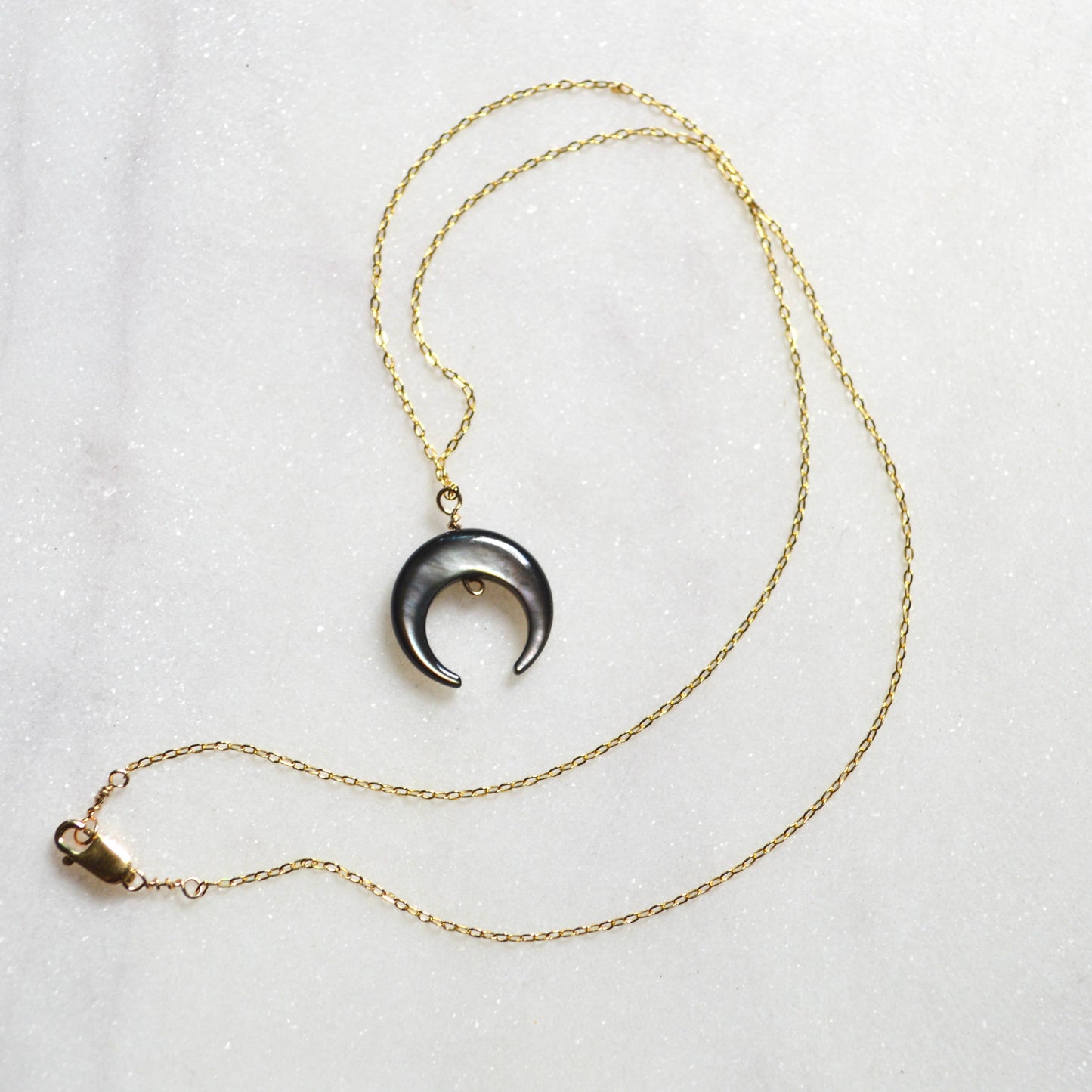 Salty But Sweet Blacklip Shell Crescent Necklace