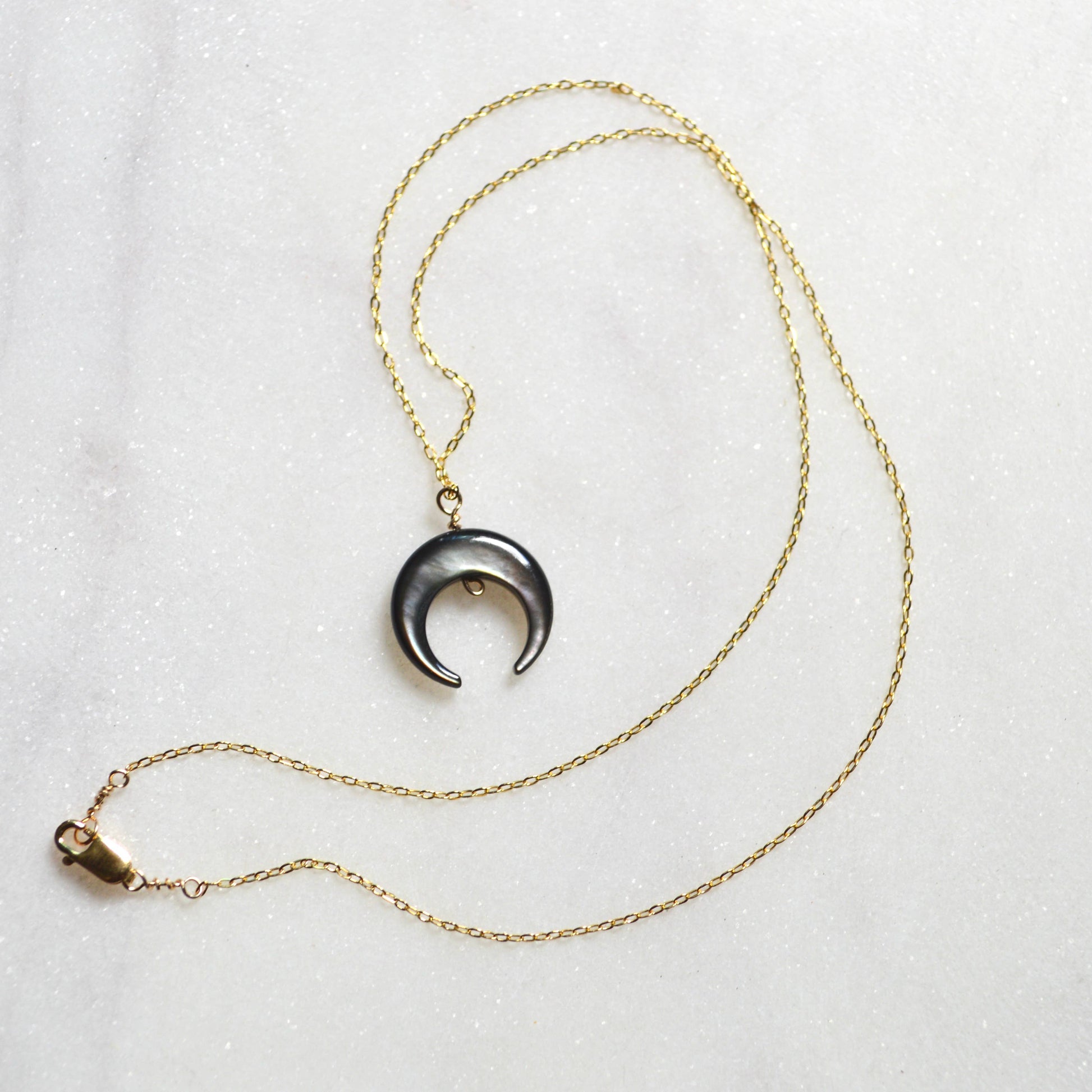 Salty But Sweet Blacklip Shell Crescent Necklace