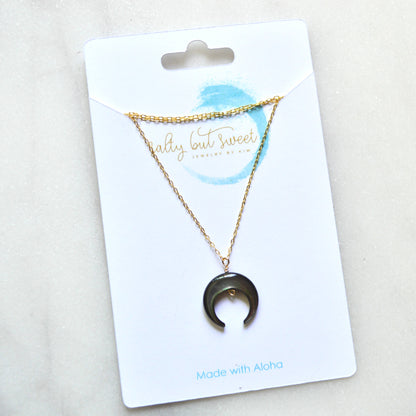 Salty But Sweet Blacklip Shell Crescent Necklace (in package)
