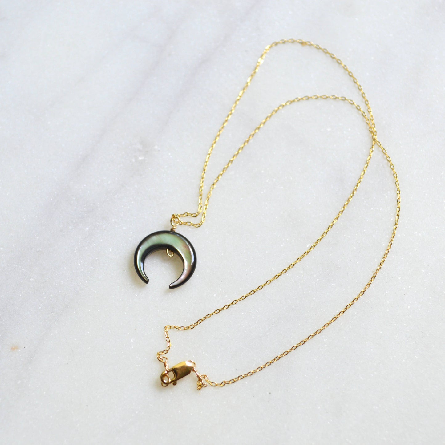 Salty But Sweet Blacklip Shell Crescent Necklace