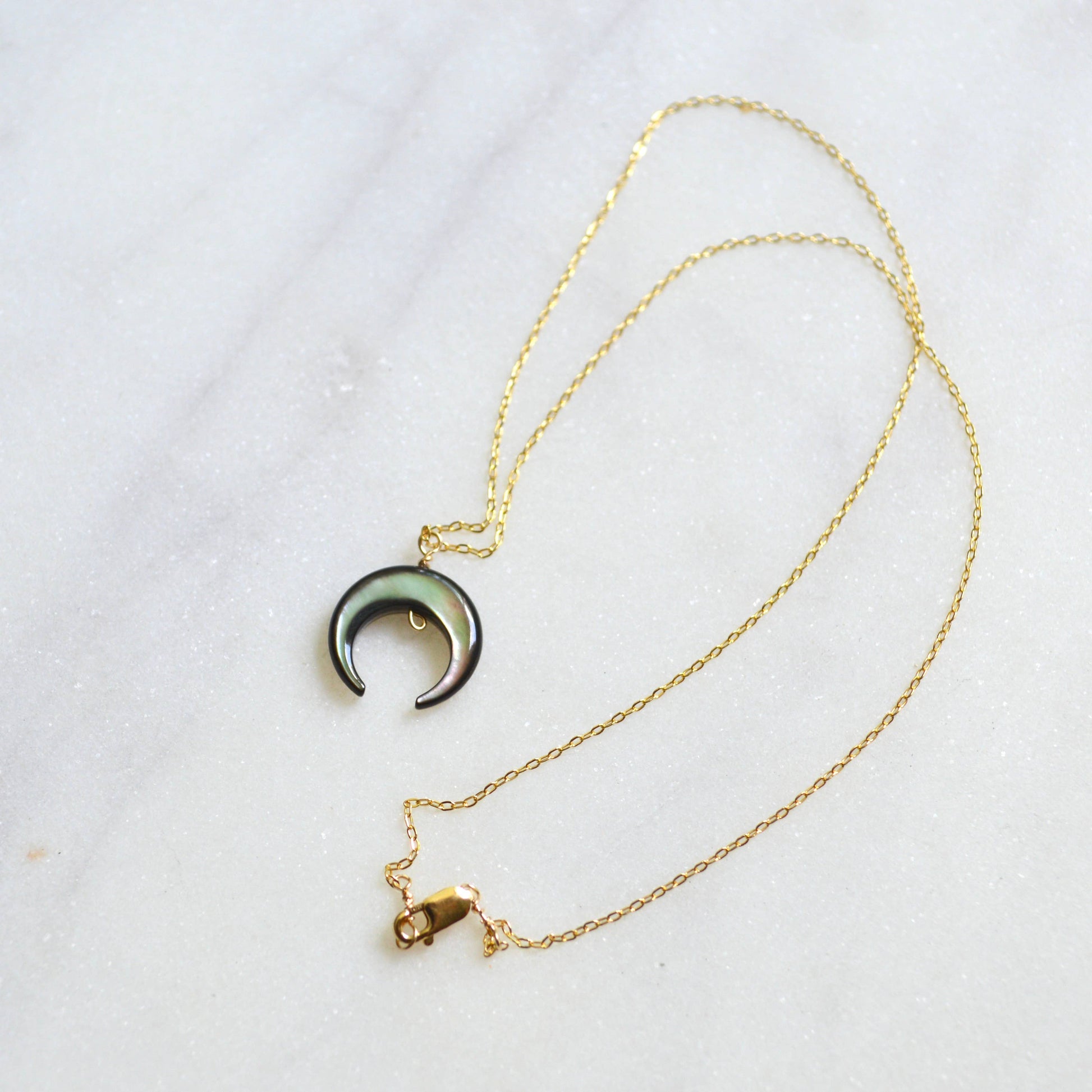 Salty But Sweet Blacklip Shell Crescent Necklace