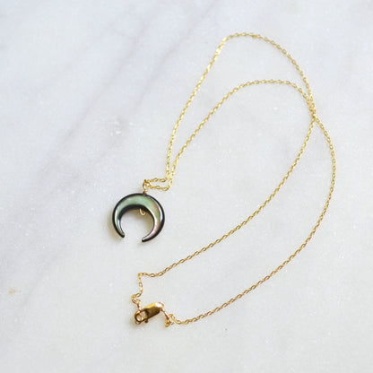 Salty But Sweet Blacklip Shell Crescent Necklace