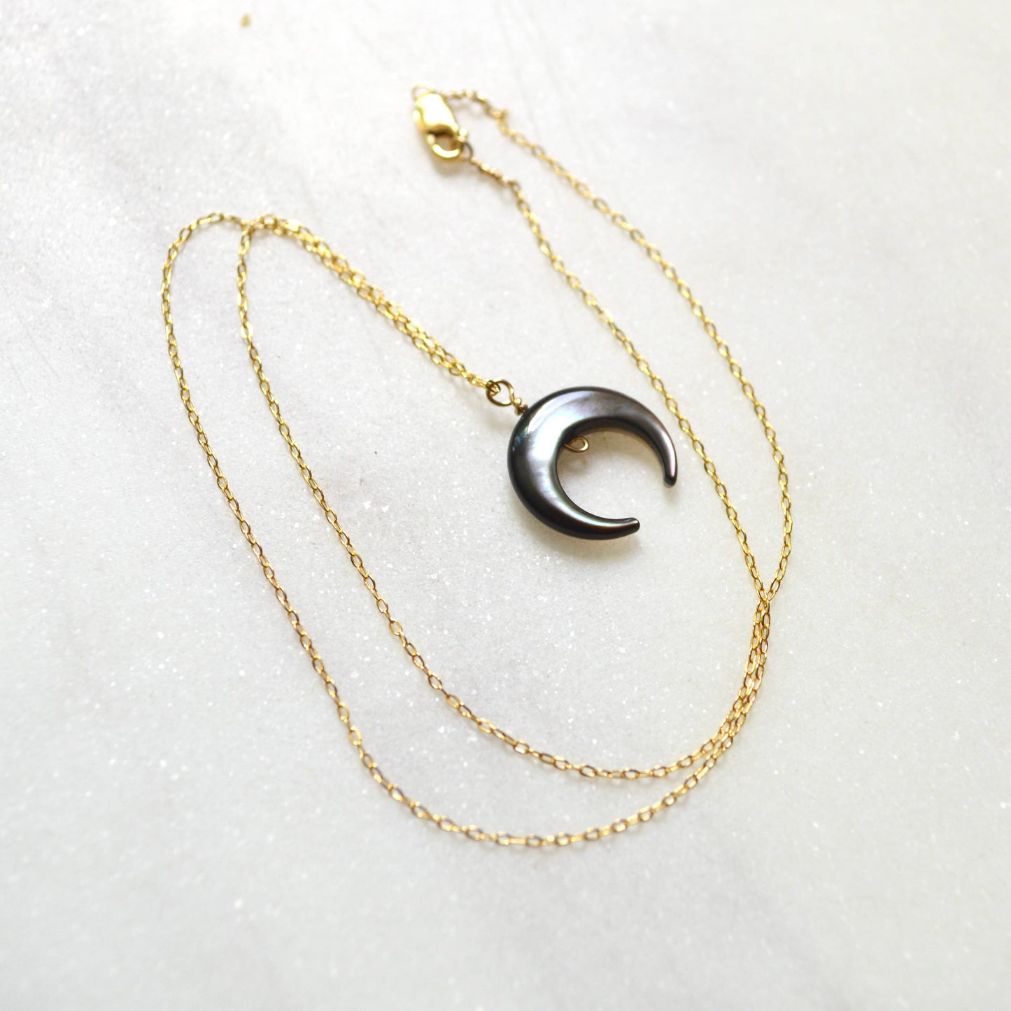 Salty But Sweet Blacklip Shell Crescent Necklace