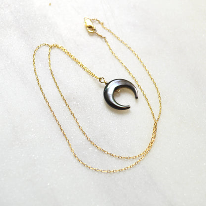 Salty But Sweet Blacklip Shell Crescent Necklace