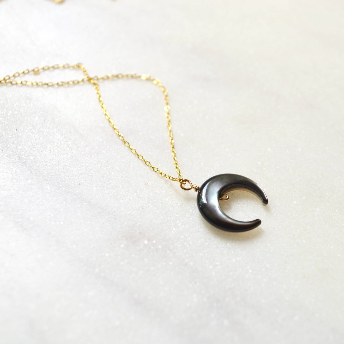Salty But Sweet Blacklip Shell Crescent Necklace