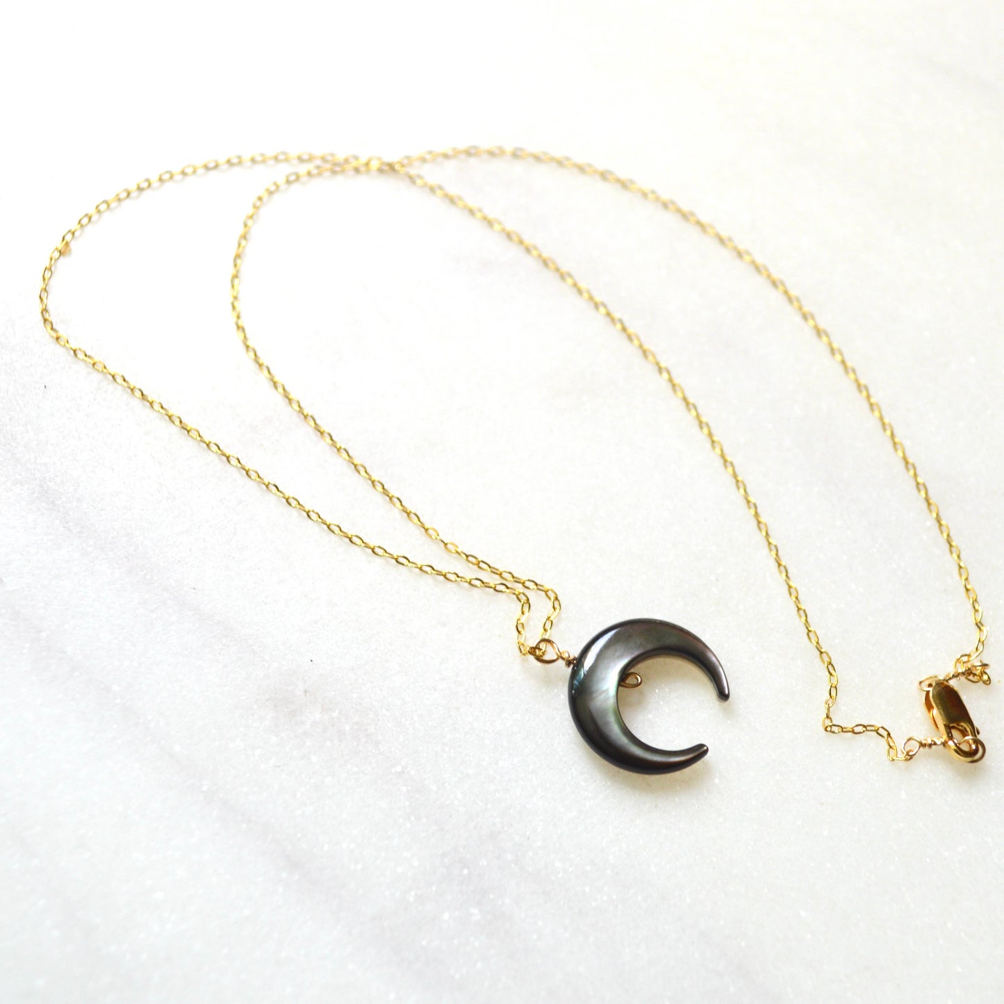 Salty But Sweet Blacklip Shell Crescent Necklace