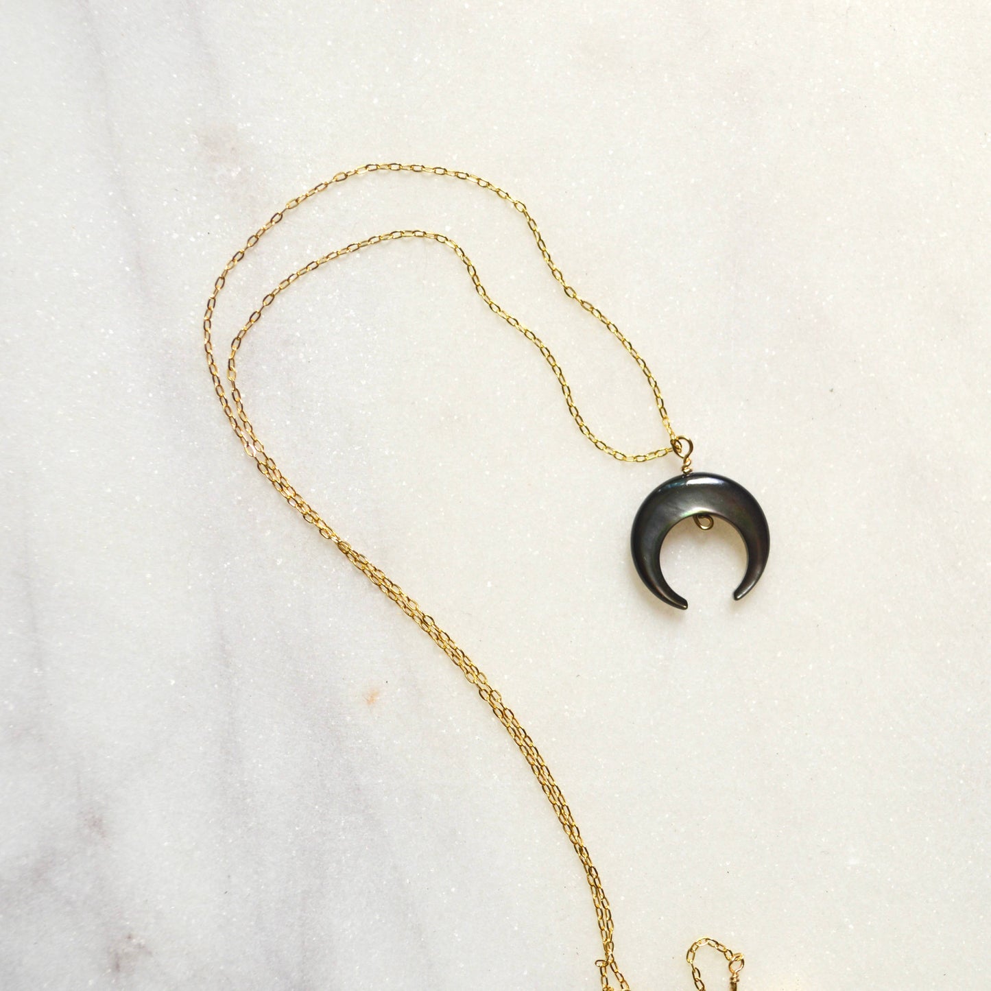 Salty But Sweet Blacklip Shell Crescent Necklace