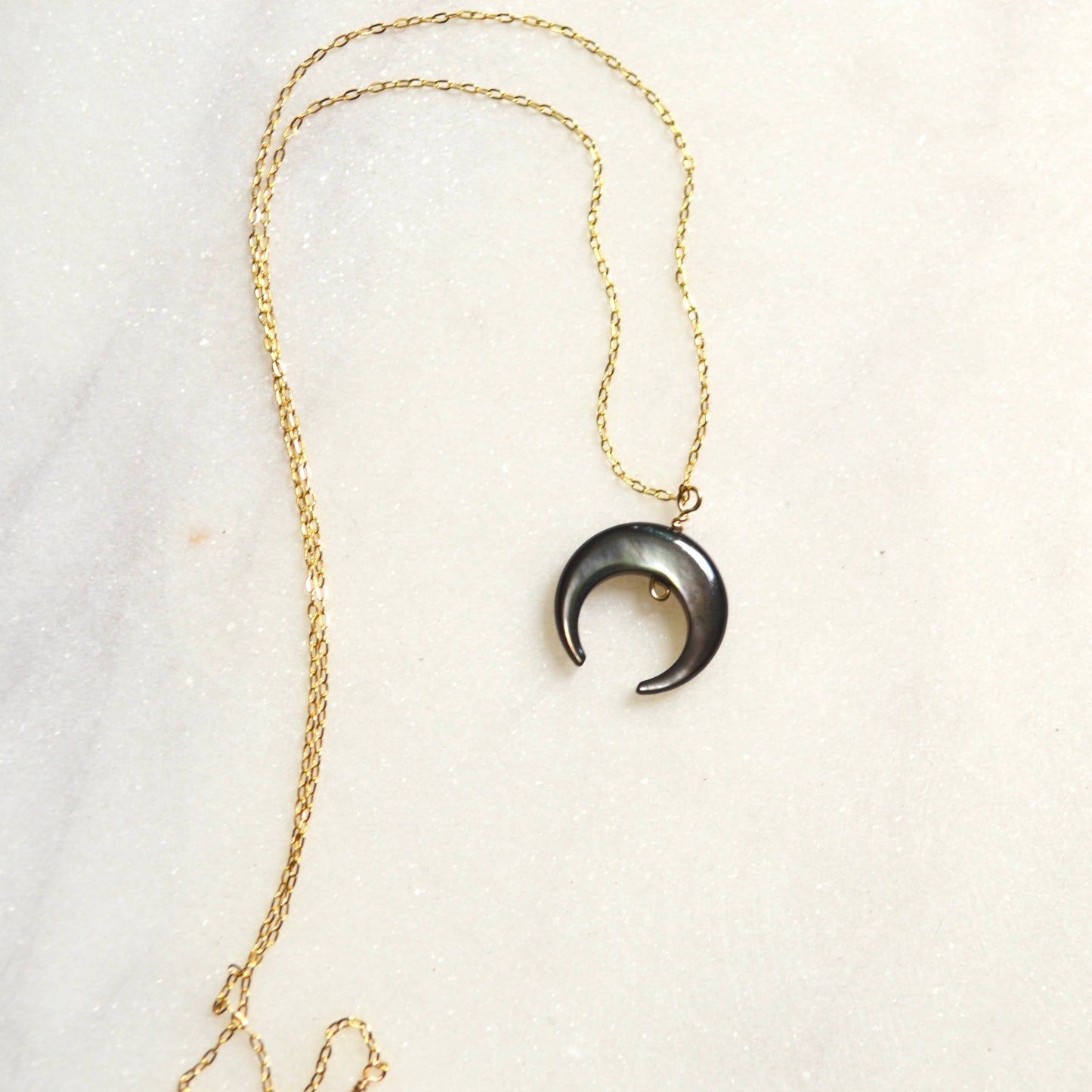 Salty But Sweet Blacklip Shell Crescent Necklace
