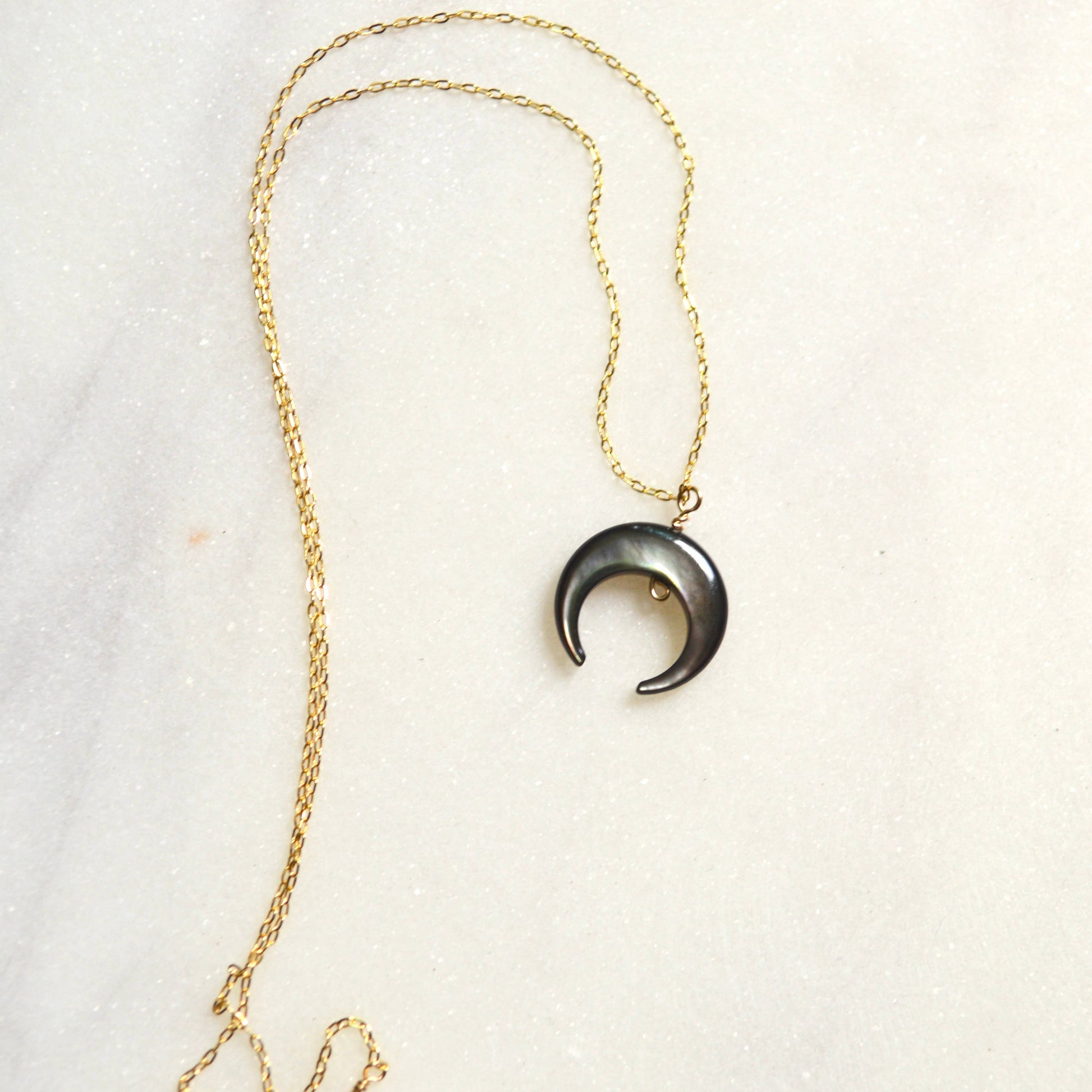 Salty But Sweet Blacklip Shell Crescent Necklace