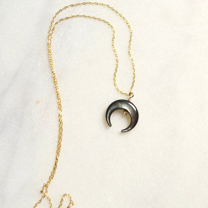 Salty But Sweet Blacklip Shell Crescent Necklace