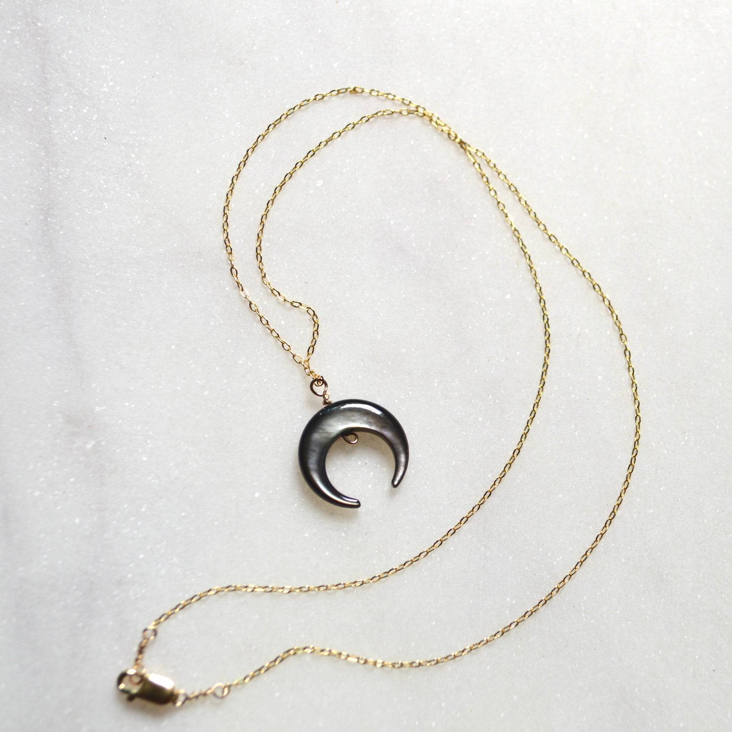 Salty But Sweet Blacklip Shell Crescent Necklace
