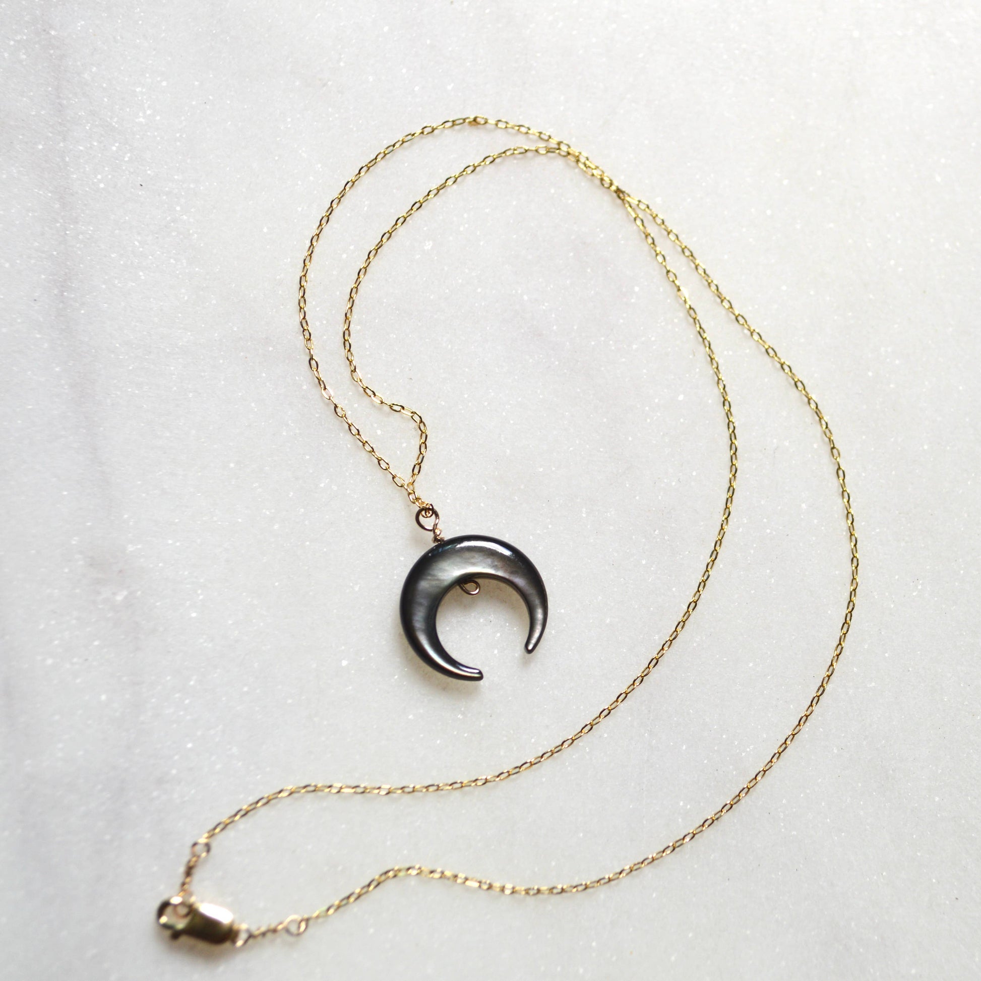 Salty But Sweet Blacklip Shell Crescent Necklace